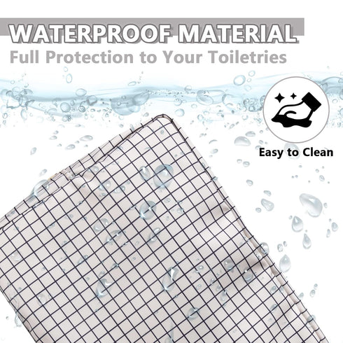 Waterproof Large Makeup Bag Pouch, Checkered Nylon Toiletry Storage Bag for Women, Big Organizer for Sport Work