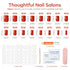 Modelones 32Pcs Red Press on Nails, Upgrade Short Square Fake Nails, Reusable Nail Kit with Glue, Mini Nail File, 16