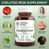 Natural Nutra Chelated Iron Supplement for Men & Women, 90 Tablets for Nails, Skin, Hair Health, Gluten Free