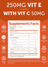 Vitamin E Gummies with Vitamin C | 60 Count | 250mg (400IU) Vit E | Antioxidant, Skin & Eye Health Support, Non-GMO
