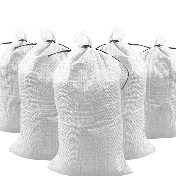 DURASACK Large Heavy Duty Sand Bags, 10 Count, 50 lbs Capacity, 18x30 inches, White, UV Protection for Flood Control