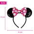 Mouse Ears Headbands for Women, Shiny Bows for Birthday Events, Party Accessories (Rose Pink, 1 Count)