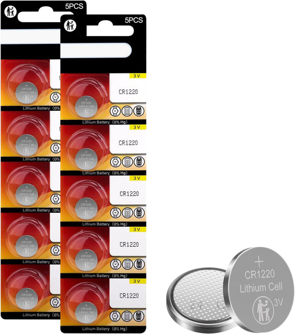 CR1220 Battery 3v Lithium, CR 1220 Button Cell Battery, 10 Pack