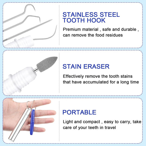 5 Pieces Dental Tools, Travel Dental Pick Metal Tooth Scraper, Professional Stainless Steel Teeth Cleaning Tools