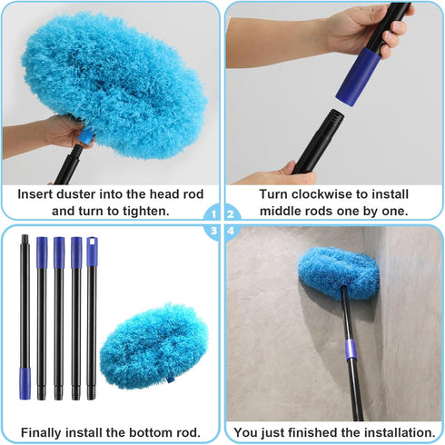 7 Ft Ceiling Fan Cleaner Duster, Washable with Long Pole, Reusable Duster for High Ceilings, Fans, Furniture