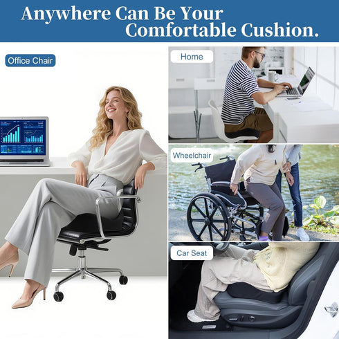Triforde Tailbone Ergonomic Memory Foam Seat Cushion - Relieves Sciatica, & Back Pain | for Office Chair & Wheelchair |