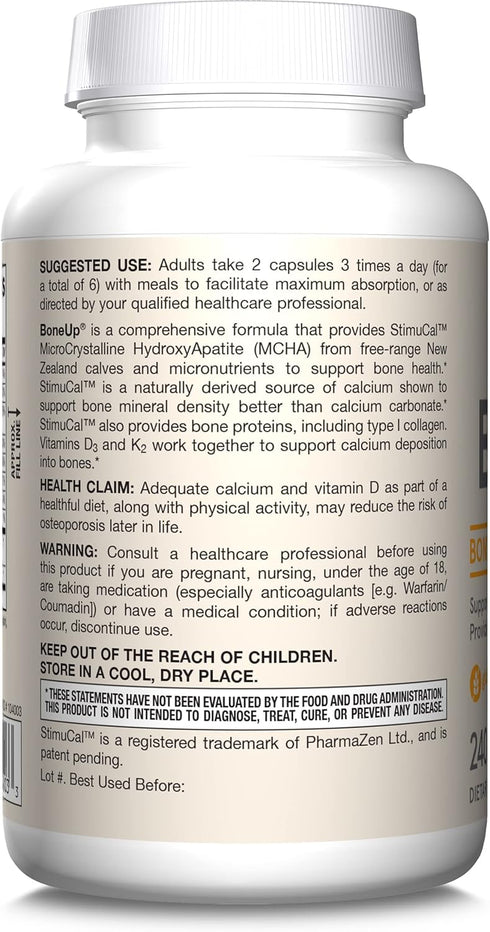 Jarrow Formulas BoneUp, 240 Capsules, 120 Servings, Bone Support & Skeletal Nutrition, Includes Vitamin D3, K2 & Calcium