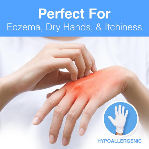 Moisturizing Eczema 100% Premium Cotton Gloves, Large, White, Cara, 1 Pair