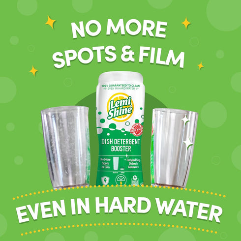 Lemi Shine Dish Detergent Booster, Multi-Use Hard Water Stain Remover, Citric Acid Cleaner (10 oz, 8 pack)
