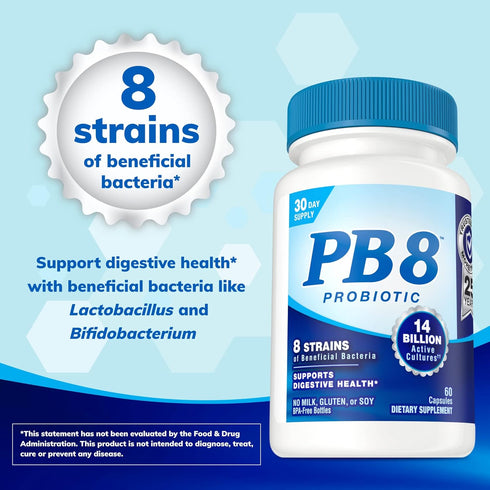 Nutrition Now PB8 Acidophilus Capsules, 60 Count for Digestive Health.