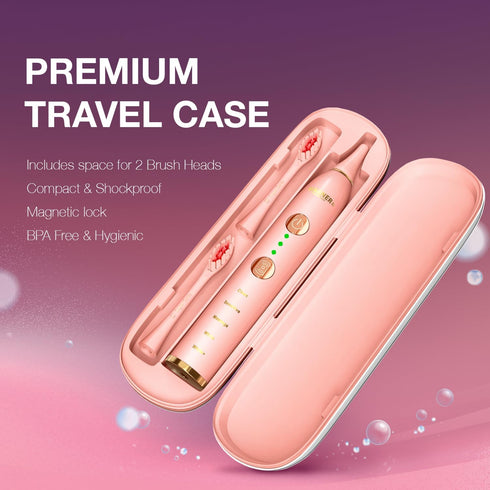 Wagner Stern WHITEN+ Edition Whitening Electric Toothbrush with Pressure Sensor, 5 Brushing Modes, 8 Soft Brush Heads