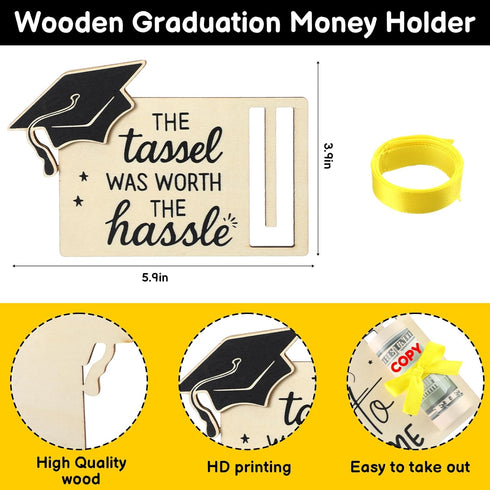 MotiMind 12 Set 2026 12 2026 Graduation Money Holder for Cash Graduation Gifts with Ribbons Wooden Grad Money Holder