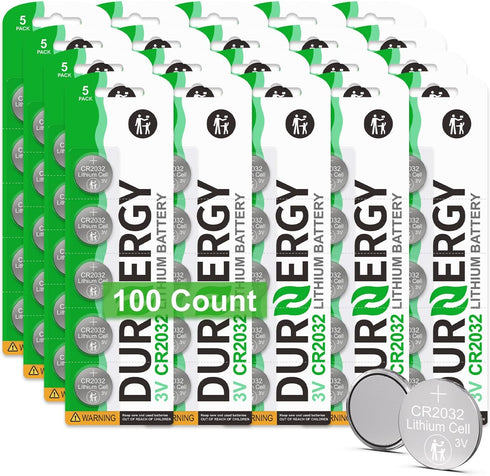 100 Pack CR2032 Batteries, 3V Lithium Battery for Key Fob, Compatible with Apple AirTag