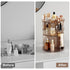 Rotating Makeup Organizer for Countertop, DIY Adjustable Trays Spinning Skincare Organizers with Brush Holder
