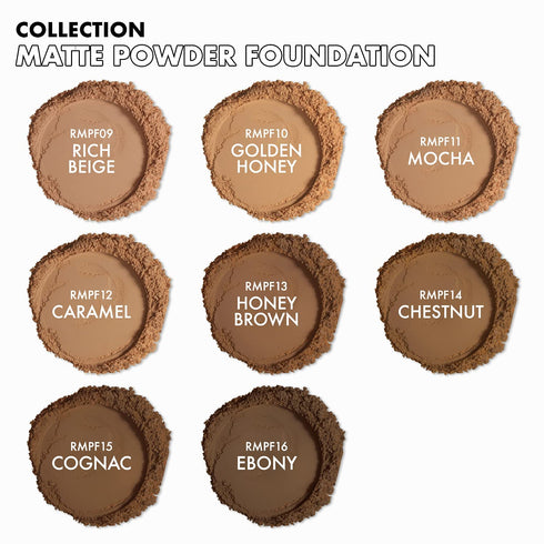 Ruby Kisses Pressed Compact Face Powder Foundation, Full Coverage Matte Lightweight Makeup Setting Powder (Chestnut)