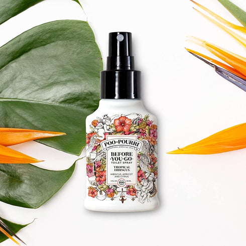 Poo-Pourri Before-You-Go Toilet Spray, Tropical Hibiscus - 2 Fl Oz with Hibiscus, Apricot and Citrus