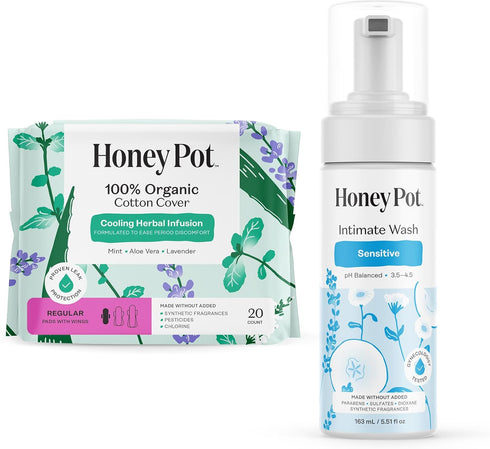 The Honey Pot Company - Regular Pads & Sensitive Feminine Wash Bundle