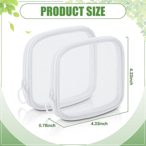 Weewooday 4 Pcs White Mesh Makeup Bag, Mini Portable Cosmetic Travel Toiletry Pouch with Zipper for Daily Accessories
