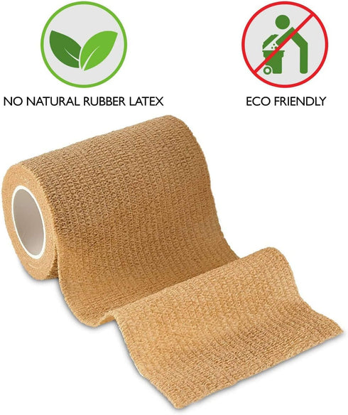 Self Adherent Wrap - Bulk Pack of 6, Athletic Tape Rolls for Ankle Sprains & Swelling