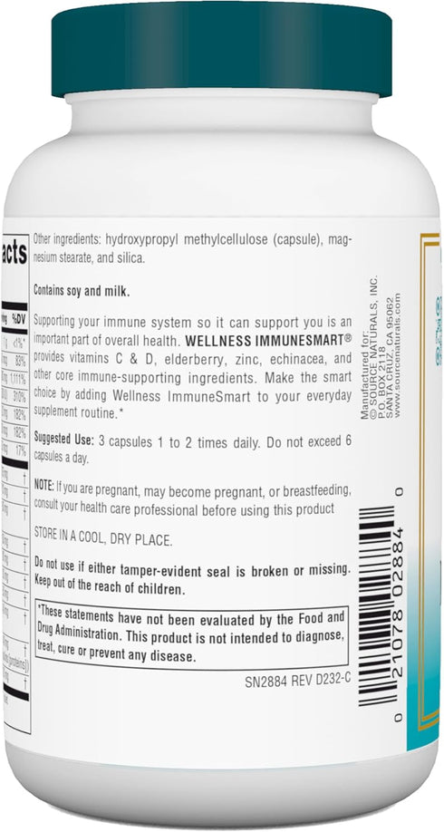 Source Naturals Wellness ImmuneSmart - Core Daily Immune Support*, with Vitamins A, C, D, Zinc, Elderberry, Echinacea,