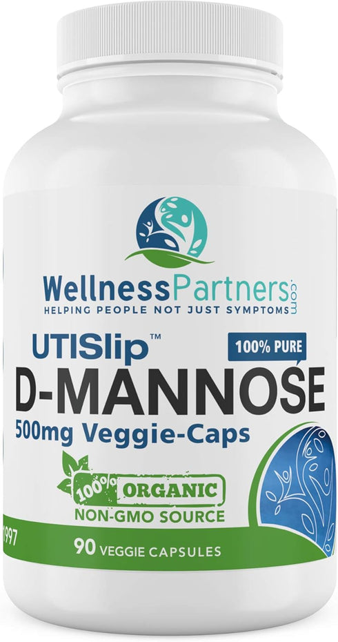 UTI Slip D-Mannose Non-GMO Organic Source Veggie Capsules, 90 Count (500 Mg)