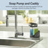 Casabella Sink Sider Solo Kitchen Soap Pump and Sponge Caddy - Black/Chrome 2-in-1 Design