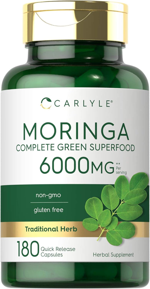 Carlyle Moringa Oleifera | 180 Non-GMO Capsules | Complete Green Superfood from Moringa Leaf Powder