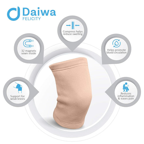 Daiwa Felicity Knee Compression Sleeve, Beige, Provides Uniform Support for Pain