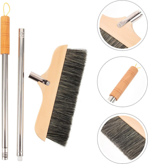 DOITOOL Outdoor Broom for Floor Cleaning, 2PCS 35 Inch House Brooms for Sweeping Indoor Soft Bristle Broom (Black)