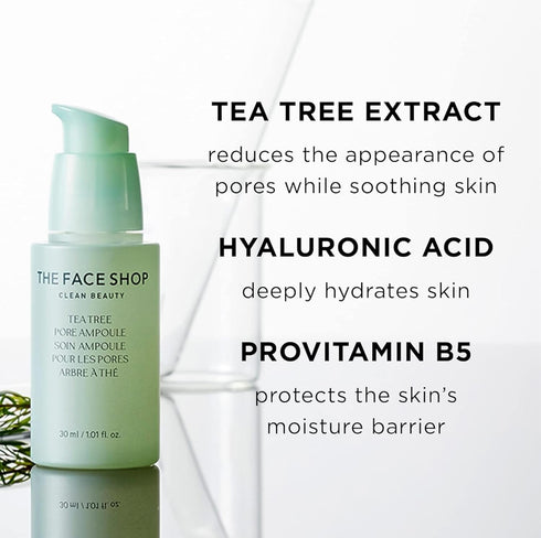 The Face Shop Tea Tree Pore Ampoule, Soothes & Moisturizes Skin, Exfoliating Face Serum, Korean Skin Care