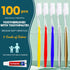 100 PCS Individually Wrapped Bulk Toothbrushes with Toothpastes, Colorful Manual Disposable Toothbrushes for Adult or Kid, Ergonomics Handle, Medium Soft Bristles, Perfect for Travel, Hotel, Donation