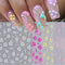 4Pcs Flower Nail Stickers for Nail Art, 3D Self-Adhesive Hibiscus Decals in White Pink Yellow for Women DIY Manicure