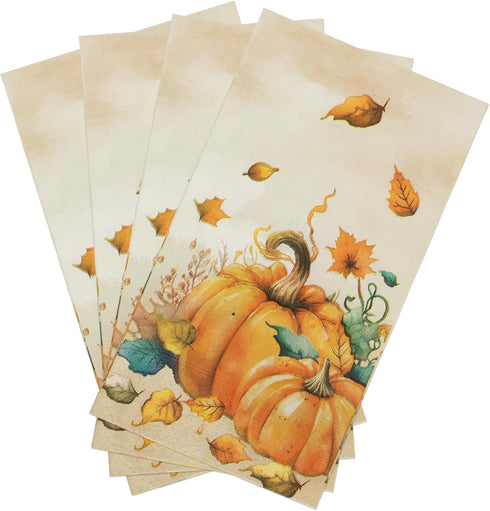 Homlouue 100 Pcs Fall Napkins, 3 Ply Thanksgiving Pumpkins Autumn Leaves Paper Guest Towels for Harvest Party