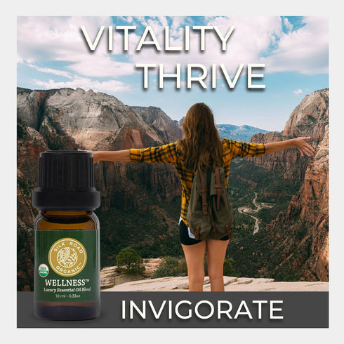 Silk Road Organic Wellness Essential Oil Vitality Blend - 100% Pure USDA Certified Frankincense, Cypress, Cedarwood, 10