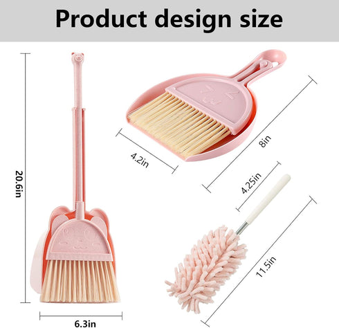 Kalolary 5 Pcs Mini Broom and Dustpan Set, Little Broom with Dustpan for Home Cleaning, Extendable Duster