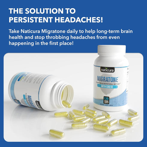 Migratone Migraine Relief, Natural Headache Relief Vitamin with Butterbur, Magnesium, B Vitamins, CoQ10
