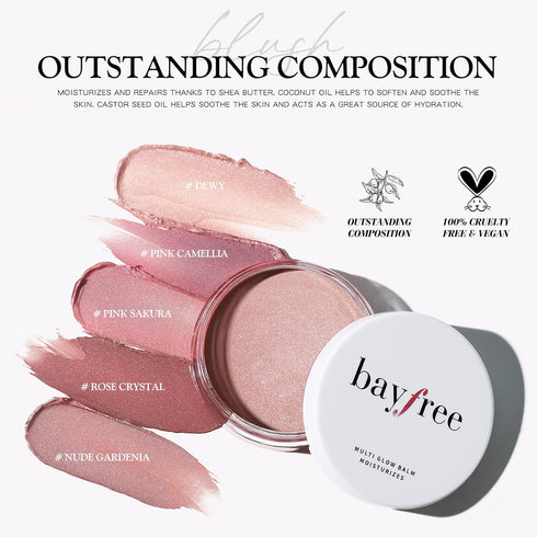 Mulit Glow Balm, Cream Blush for Cheeks, Hydrating Face Makeup, Lightweight & Blendable Color, 0.63 Oz (Dewy)