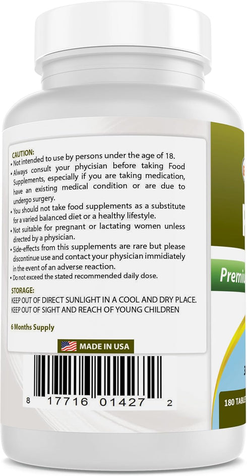 Best Naturals PABA 500 mg, 180 Tablets