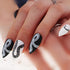 MISUD Medium Stiletto Press on Nails with Goth Snake, Acrylic Gothic Black White Design, 24 pcs