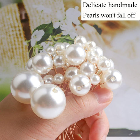 Wedding Pearl Hair Pins, 12PCS U Shaped Hair Accessories for Bridal Women, Gold