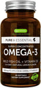 Pure & Essential Omega-3 & D3, 60 Softgels - 1000iu, Fast-Acting rTG for Eyes, Heart & Brain Function