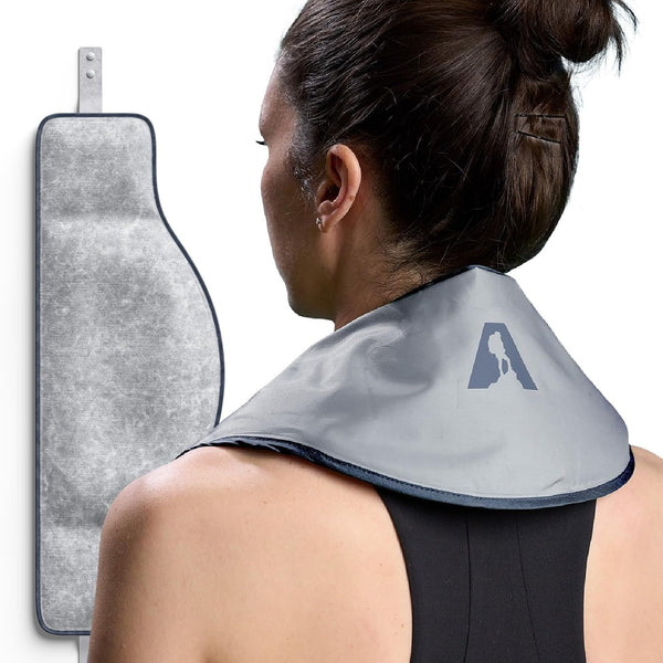 Flexible Neck Ice Pack Wrap: Soft Gel Hot and Cold Pack for Pain Relief, Hands-Free Cervical Recovery (8" x 23) - Grey