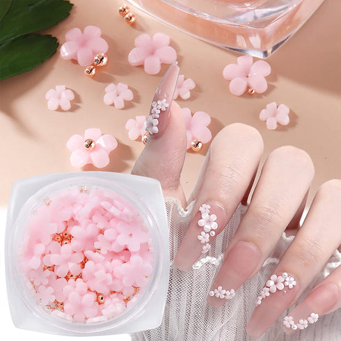 SILPECWEE Light Change Flower Nail Charms, 3D Gold and Silver Caviar Nail Art Jewelry for Acrylic Nails DIY