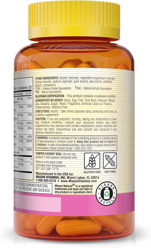 MASON NATURAL Body, Hair, Skin & Nails with Vitamins A, E, C and Biotin, 60 Capsules
