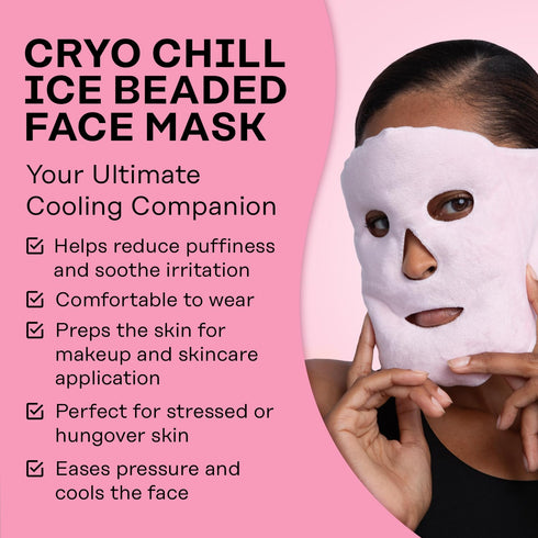 SKIN GYM Cryo Chill Ice Face Mask with Ice Beads - Custom Straps for Advanced Cold Therapy, Facial Care Spa