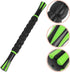 MALUGOGO Muscle Roller Stick for Legs and Neck, Manual Massage Tool with High-Density Rollers, Black and Black-Green