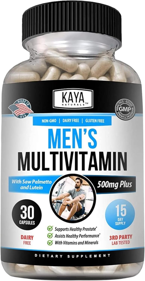 Kaya Naturals Multivitamin for Men - 30 Veggie Capsules, Men's Prostate Multivitamin, Supports Healthy Prostate