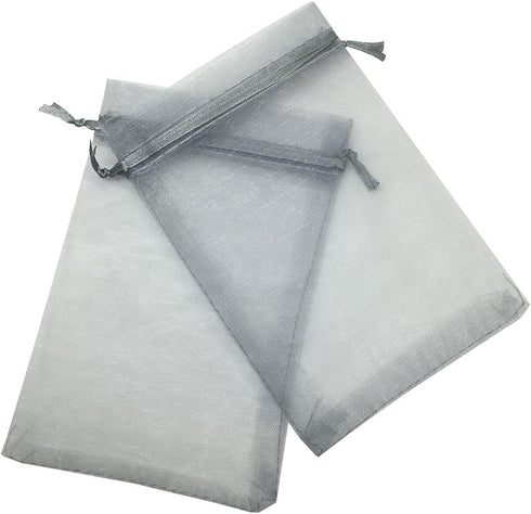 100PCS 6x9 Inches Organza Drawstring Pouches for Jewelry Party Wedding Favor Gift Bags, Gray