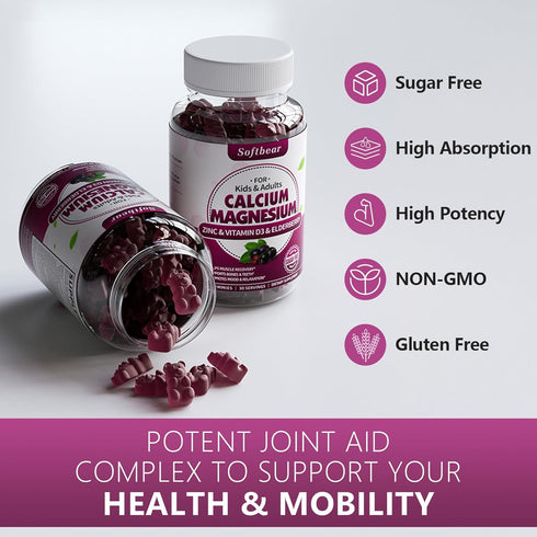 Extra Strength Glucosamine Chondroitin Gummies, Sugar Free, with MSM, Elderberry & Turmeric, Joint & Antioxidant