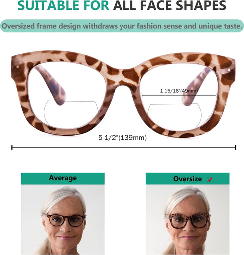Eyekepper 4-Pack Bifocal Reading Glasses for Women - Large Frame +2.00 Readers